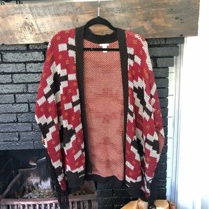 Forever 21 Tribal Cardigan with Fringe Sleeves